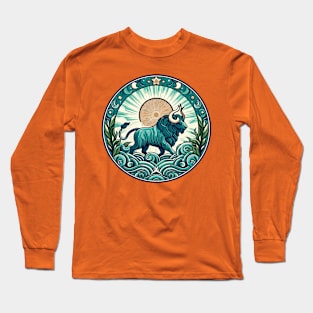 "Taurus Tranquility: Vintage Vortex" _ Zodiac Horoscope Star Signs Long Sleeve T-Shirt